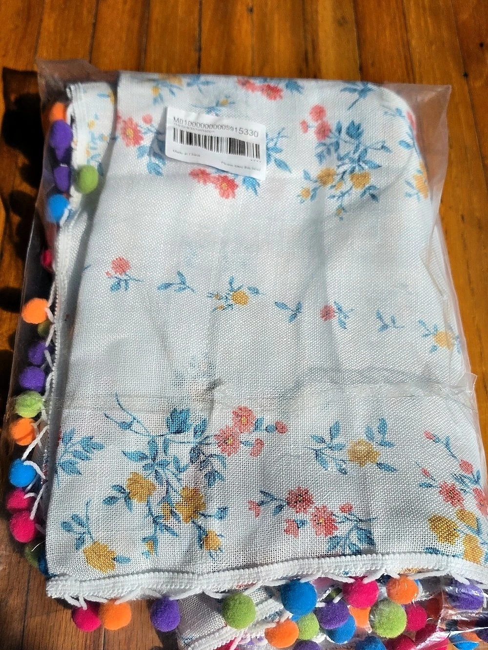 Floral Pom-Pom Curtain PanelWhite